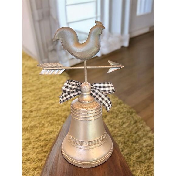 Holiday Home Rooster Weathervane Tabletop Bell Farmhouse Decor Rustic Farmcore - Picture 3 of 7